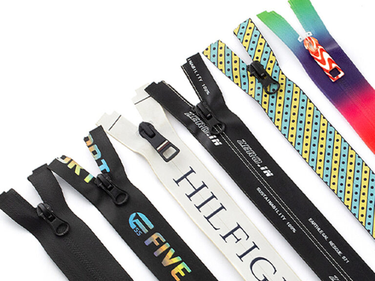 Custom waterproof zippers in various designs and colors, suitable for fashion and outdoor applications.