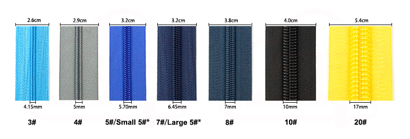 Nylon-zipper-size