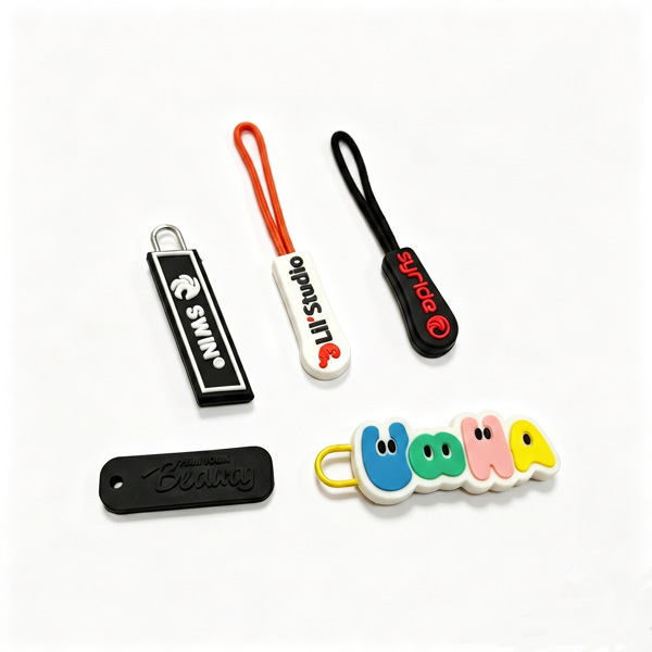 custom PVC zipper puller types including PVC tag rope PVC puller PVC puller with hole and metal PVC puller