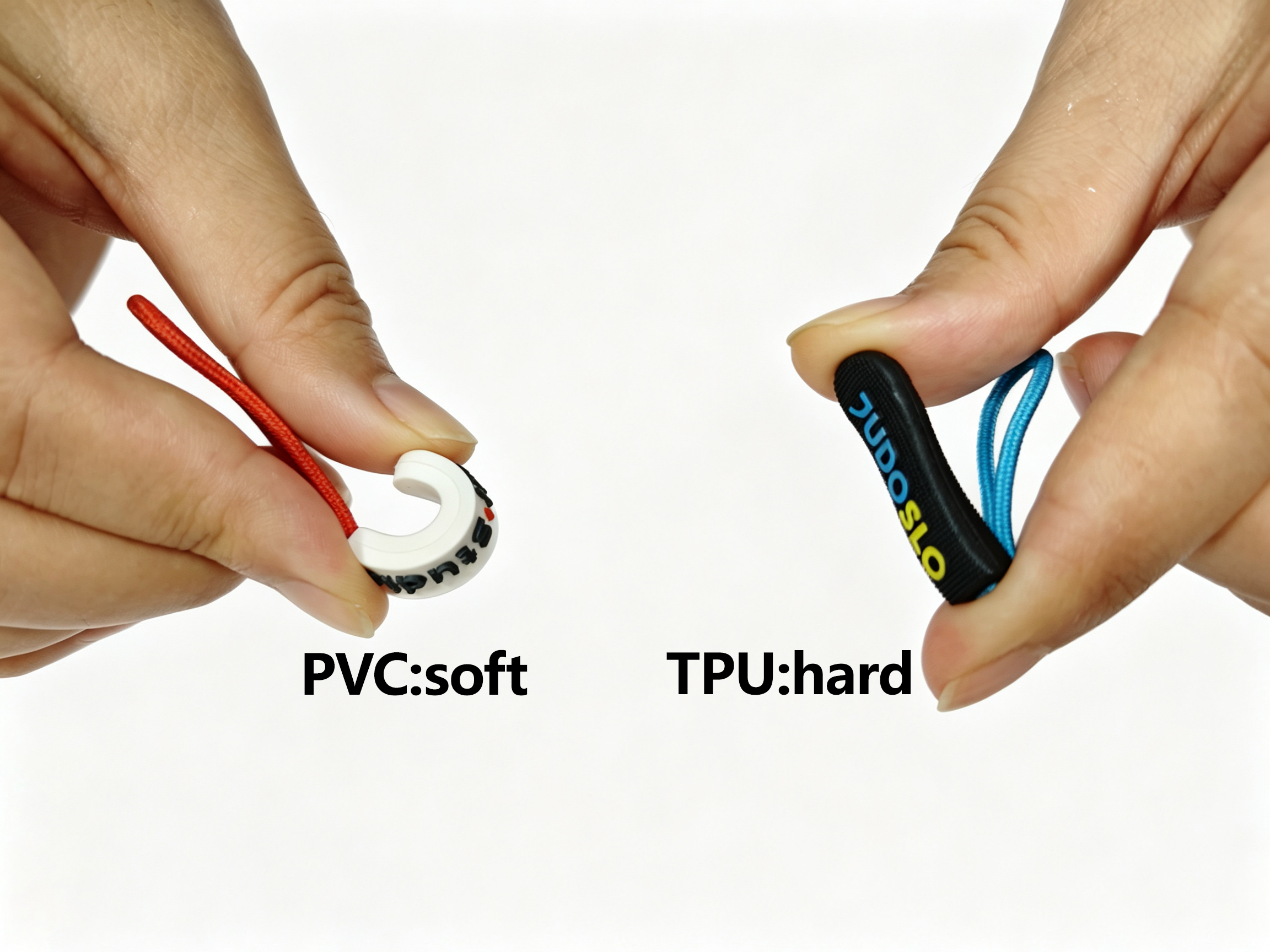 TPU vs PVC zipper puller comparison TPU and PVC zipper puller material comparison