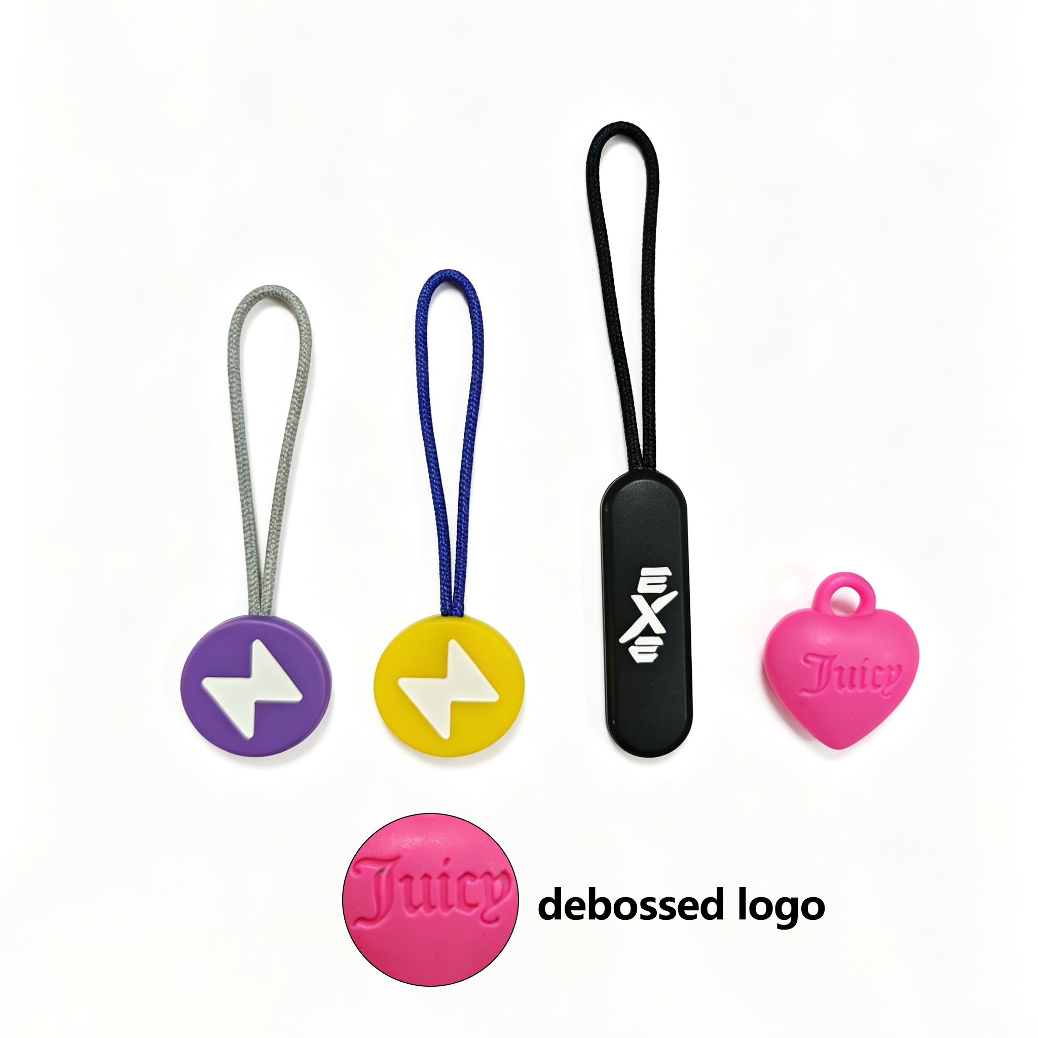 TPU debossed logo process TPU debossed logo zipper puller