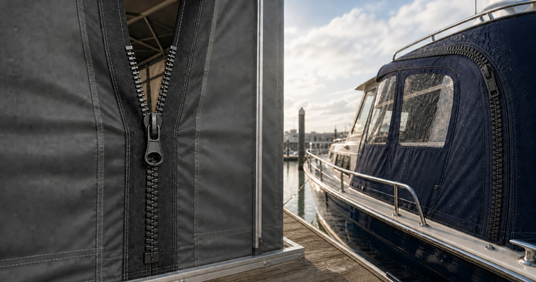 Heavy duty tent zipper and marine grade zipper installed on commercial fabric enclosures Heavy duty tent zipper and marine grade zipper installed on commercial fabric enclosures