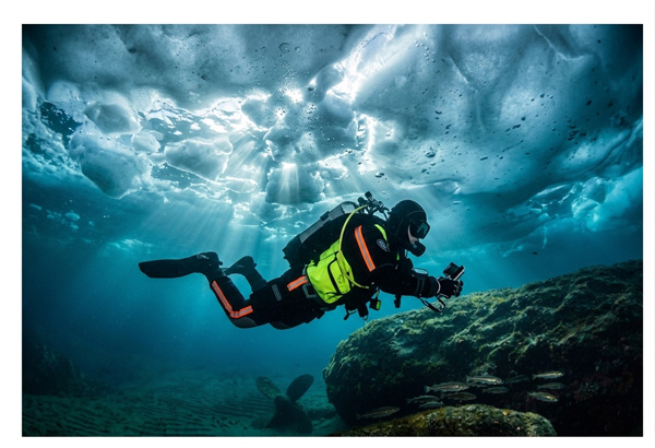 Airtight zipper installed on a commercial drysuit for marine diving and rescue applications
