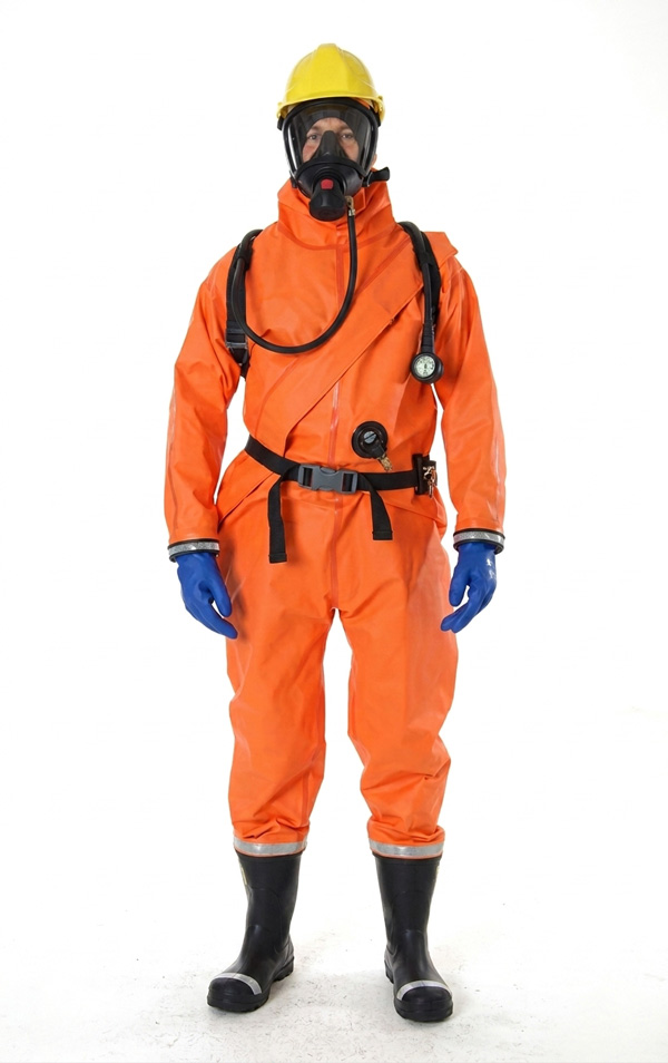 Gas-tight zipper integrated into a chemical protective suit for hazardous-material response